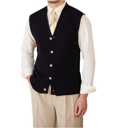 GENTRY COMMUTER WOOL KNITTED V-NECK VEST