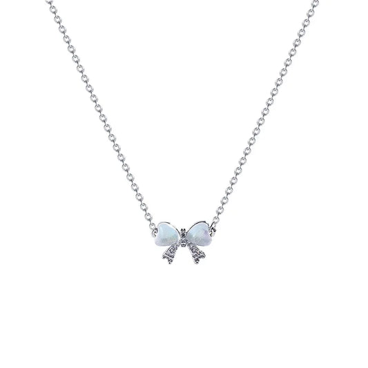 ELEGANT OPAL BOW NECKLACE